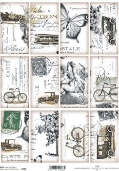 ITD Collection A4 Rice Paper for Decoupage Old Paris Cards