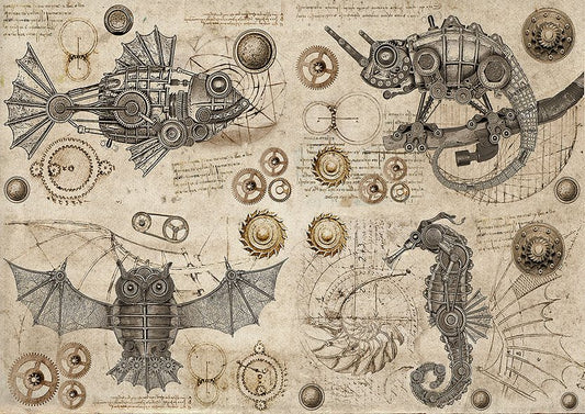 Paper Designs Washipaper A2 Decoupage Rice Paper Old Object 0029