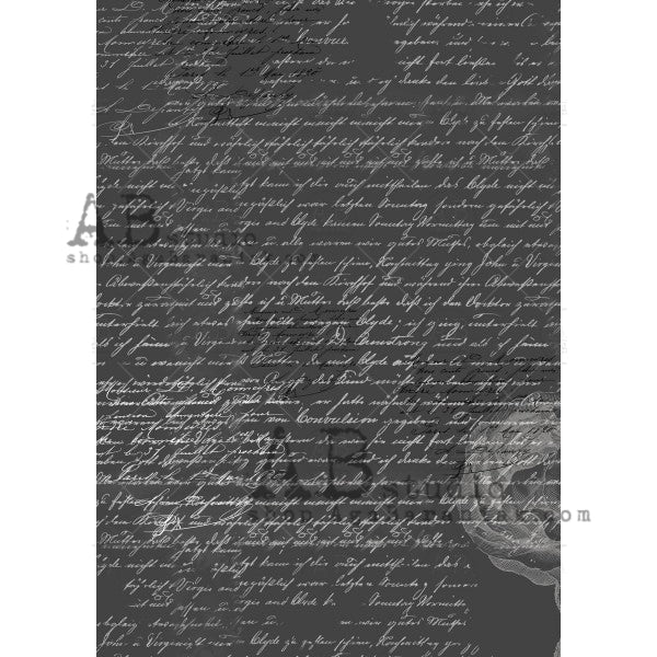 AB Studios A4 Rice Paper for Decoupage Black and White Script 0633