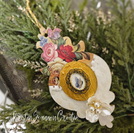 Floral Butterfly Cameo Ornament