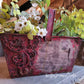 Red Floral, Bird & Butterfly Upcycled Galvanized Metal Bucket
