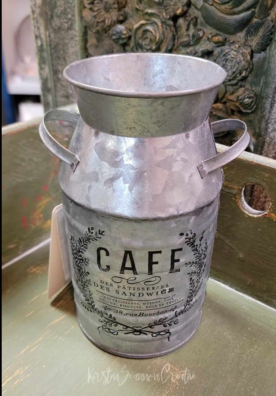 French Country Theme Galvanized Metal Milk Can