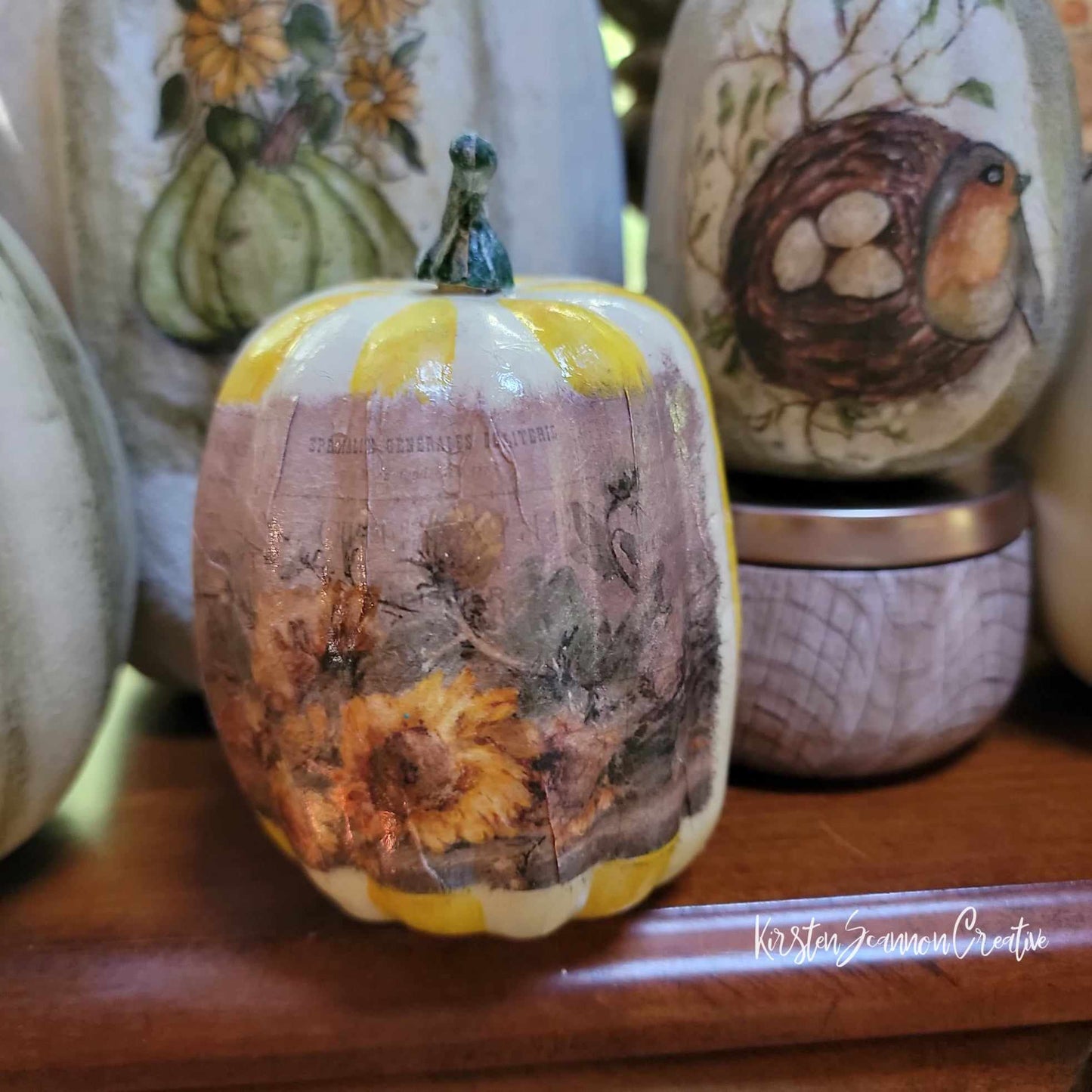 Sunflowers & Stripes Pumpkin Table Décor - Home Décor - Autumn - Fall