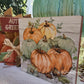 Pumpkin Scene Wallhanging Decoupaged Mixed Media Art Ornament, Autumn-Fall Decor