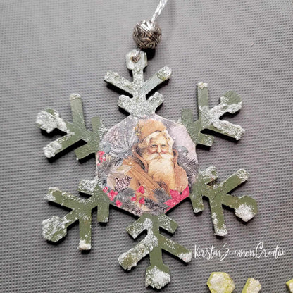 Snowflake Trio Set Mixed Media Winter Decoration