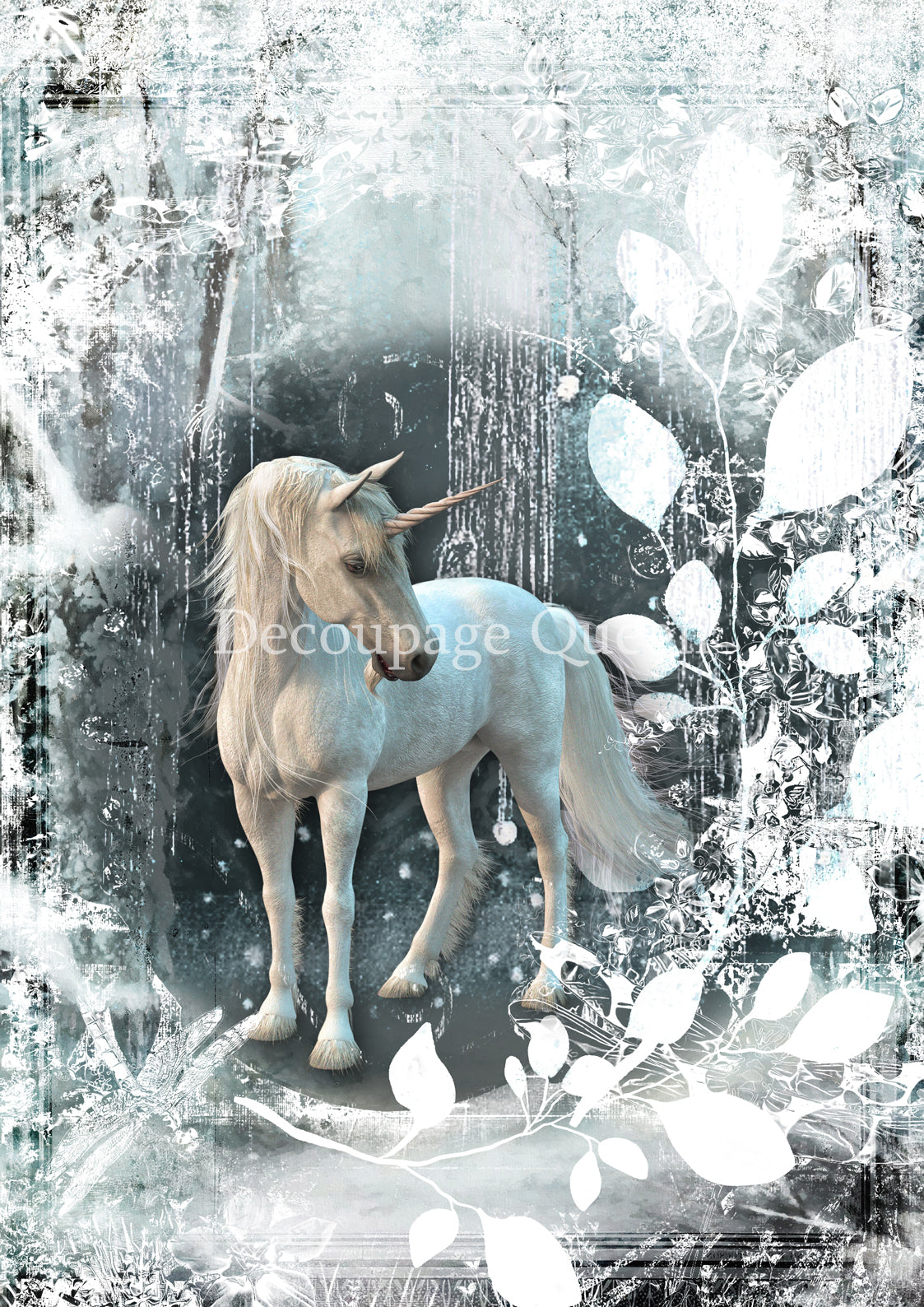 Decoupage Queen A4 Rice Paper Winter Unicorn