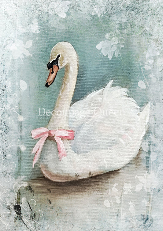 Decoupage Queen A4 Rice Paper Teresa Rene Art Winter Swan