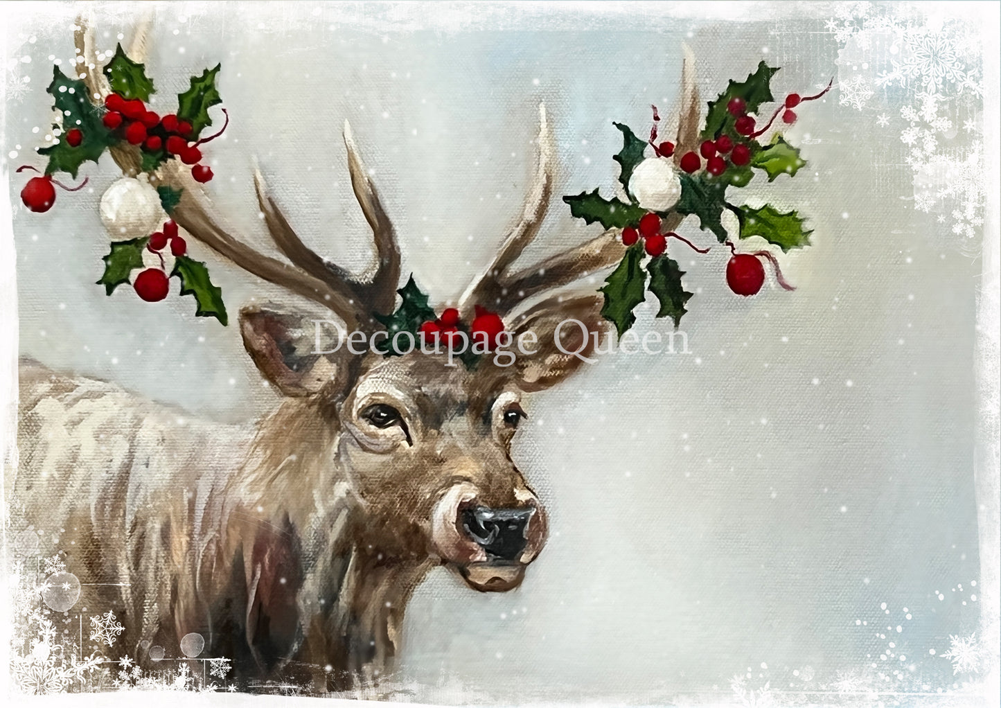 Decoupage Queen A3 & A4 Rice Paper Teresa Rene Art Snowy Elk