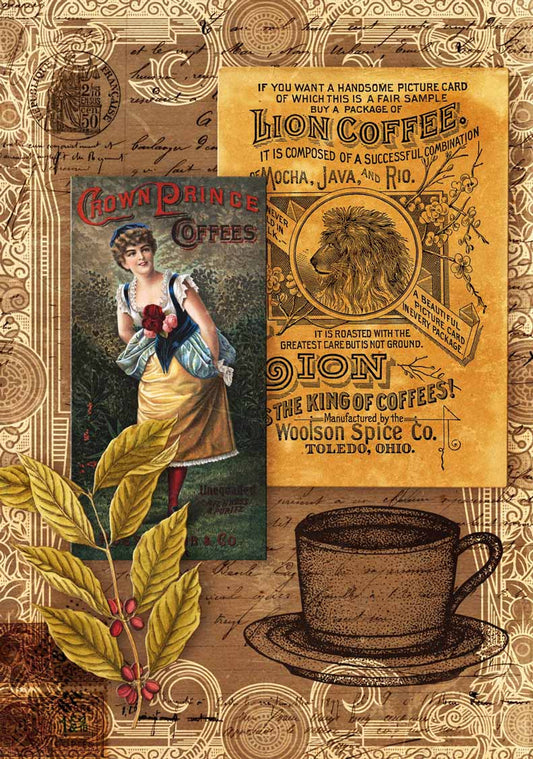 Decoupage Queen A4 Rice Paper Morning Brew Coffee Collage