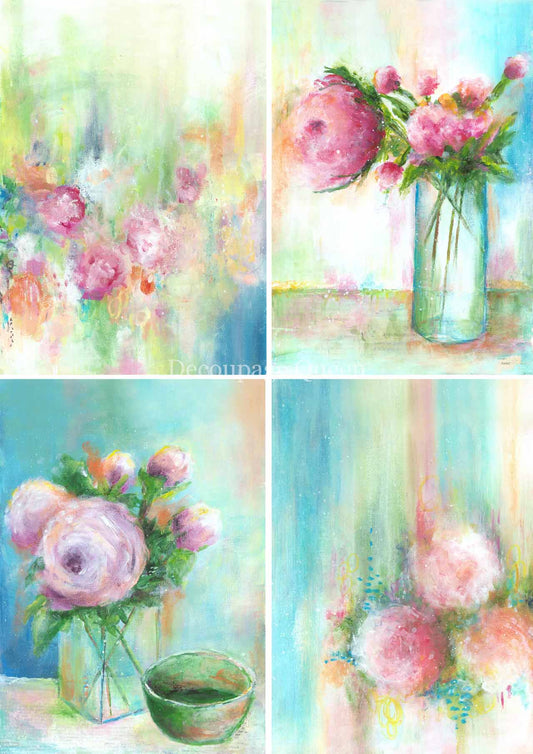 Decoupage Queen Rice Paper RETIRED 4 Cottage Roses A3