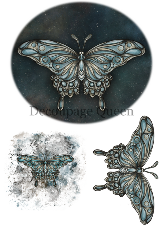 Decoupage Queen A3 & A4 Rice Paper Dainty and the Queen Hand Drawn Butterfly