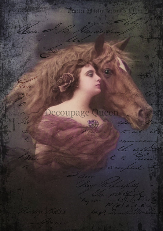 Decoupage Queen A4 Rice Paper Equestrian Beauty