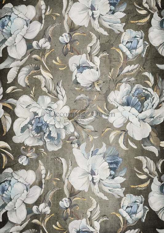 Decoupage Queen A4 Rice Paper Blue Peonies