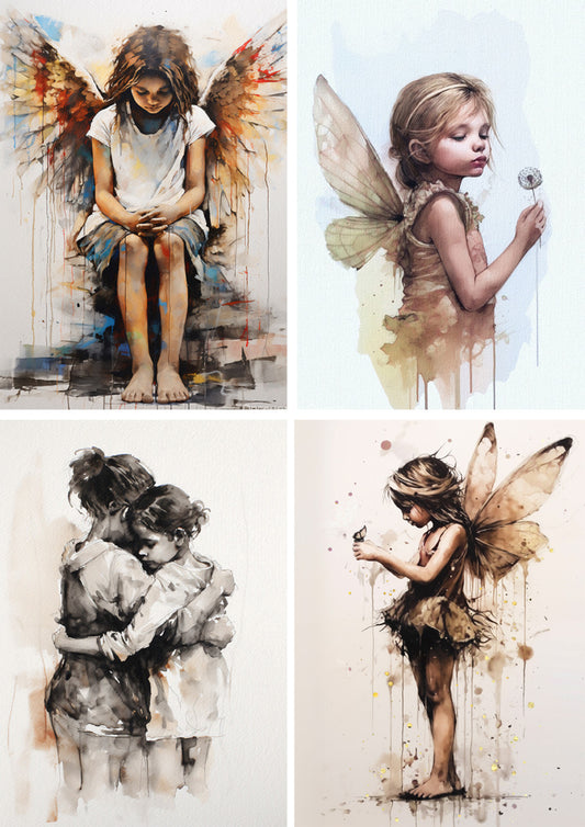 Decoupage Queen A4 Rice Paper Angel 4-Pack by Andy Skinner