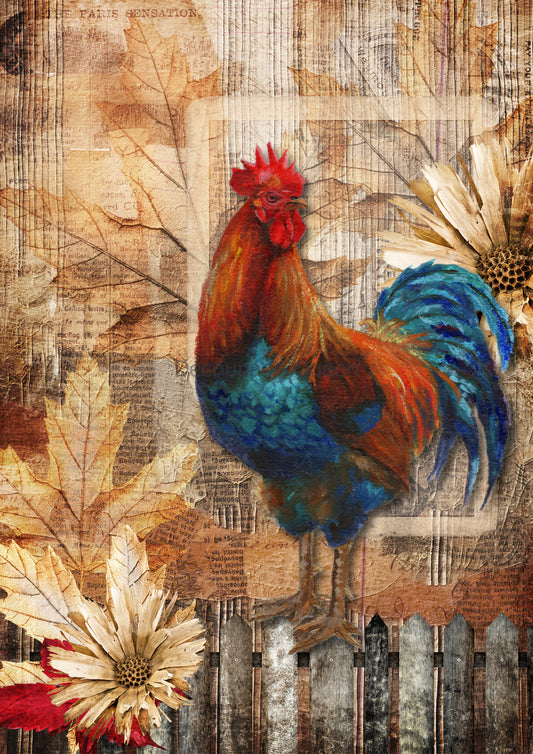 Decoupage Queen A4 Rice Paper Country Rooster