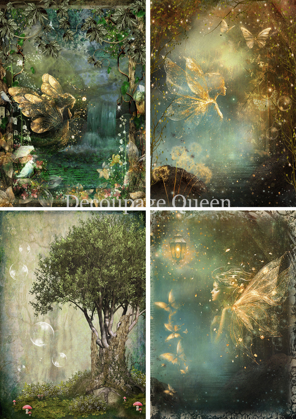 Decoupage Queen A4 Rice Paper Enchanted Four Pack