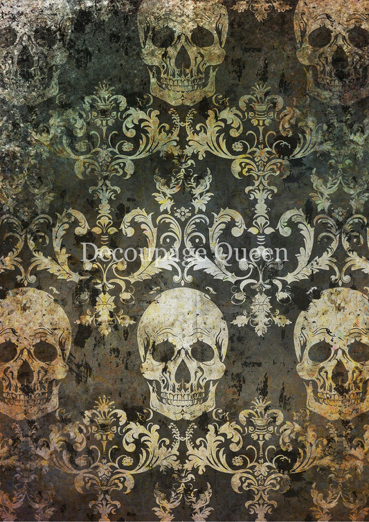 Decoupage Queen A3 & A4 Rice Paper Grunge Skulls