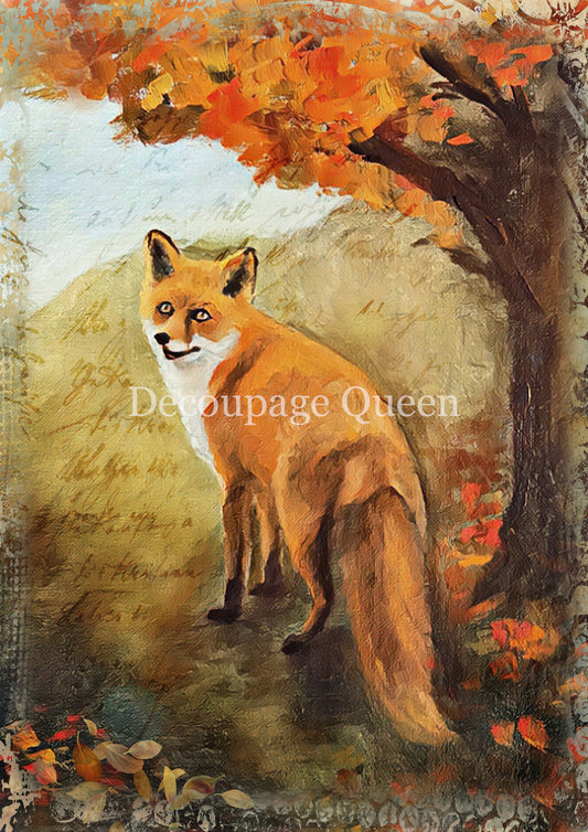 Decoupage Queen A3 & A4 Rice Paper Teresa Rene Art Painted Fox
