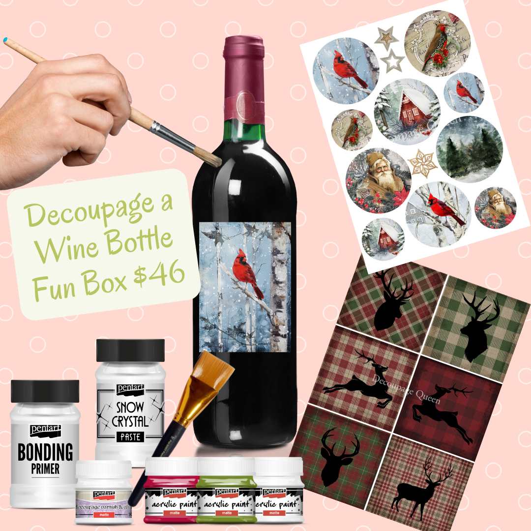 Decoupage a Wine Bottle Fun Box Custom PreOrder