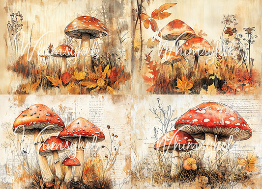 Whimsykel Designs 18 lb Decoupage Tissue Paper 21x29" Fall Mushrooms