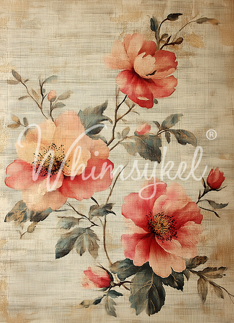 Whimsykel Designs 18 lb Decoupage Tissue Paper 21x29" Linen Flowers