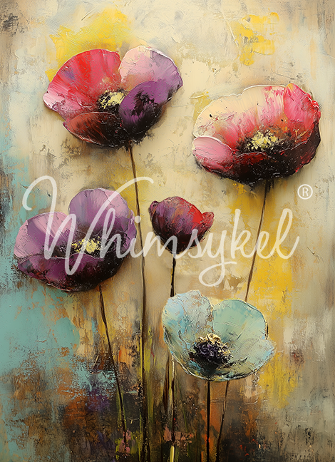 Whimsykel Designs 18 lb Decoupage Tissue Paper 21x29" Painted Poppies