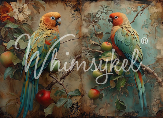 Whimsykel Designs 18 lb Decoupage Tissue Paper 21x29" Parrot Paradise Duo