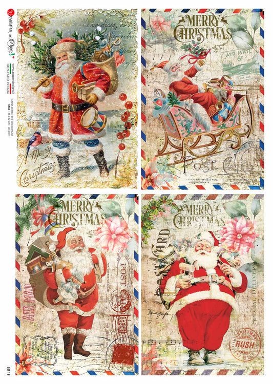 Paper Designs Washipaper A3 Rice Paper for Decoupage Christmas PD SET 15-A3