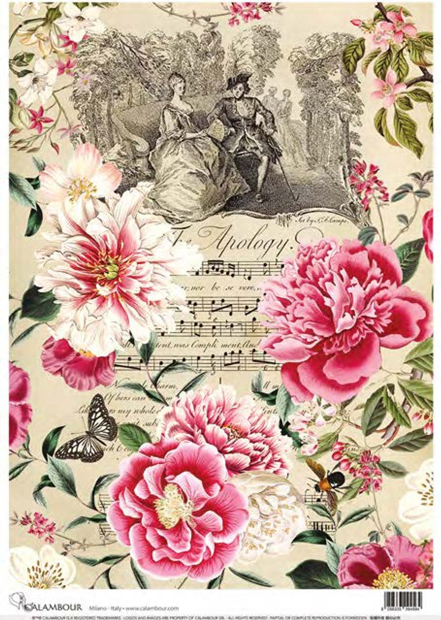 Calambour The Apology Floral Symphony TT123 A4 Rice Paper for Decoupage