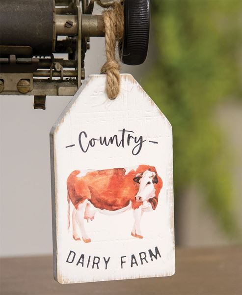 Country Dairy Farm Cow Wood Tag Block Farmhouse Home Décor Tray Filler Shelf Sitter Ornament