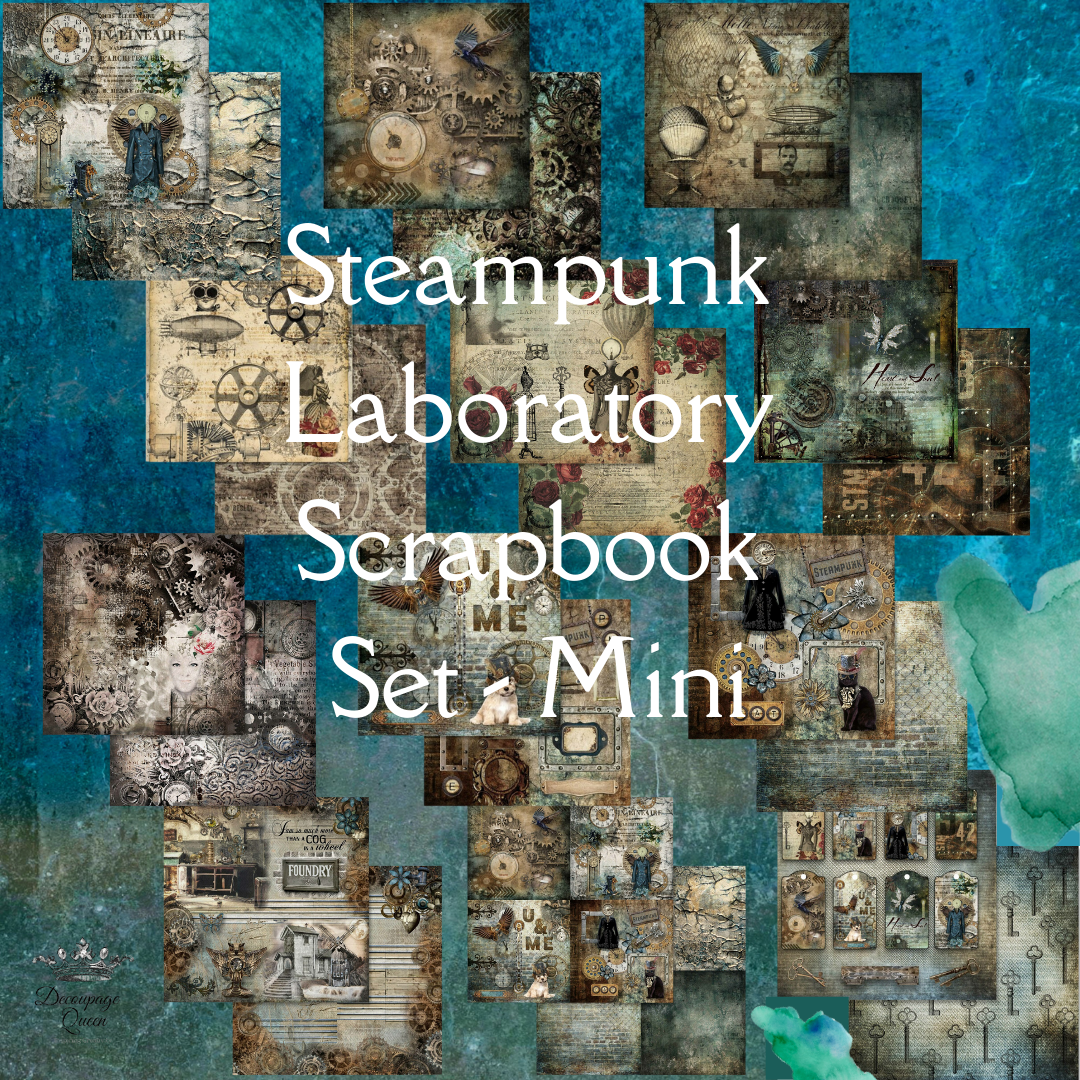 Decoupage Queen Steampunk Laboratory Scrapbook Set - Mini