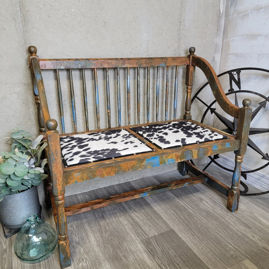 SOLD Rustic Refinished Vintage Bench