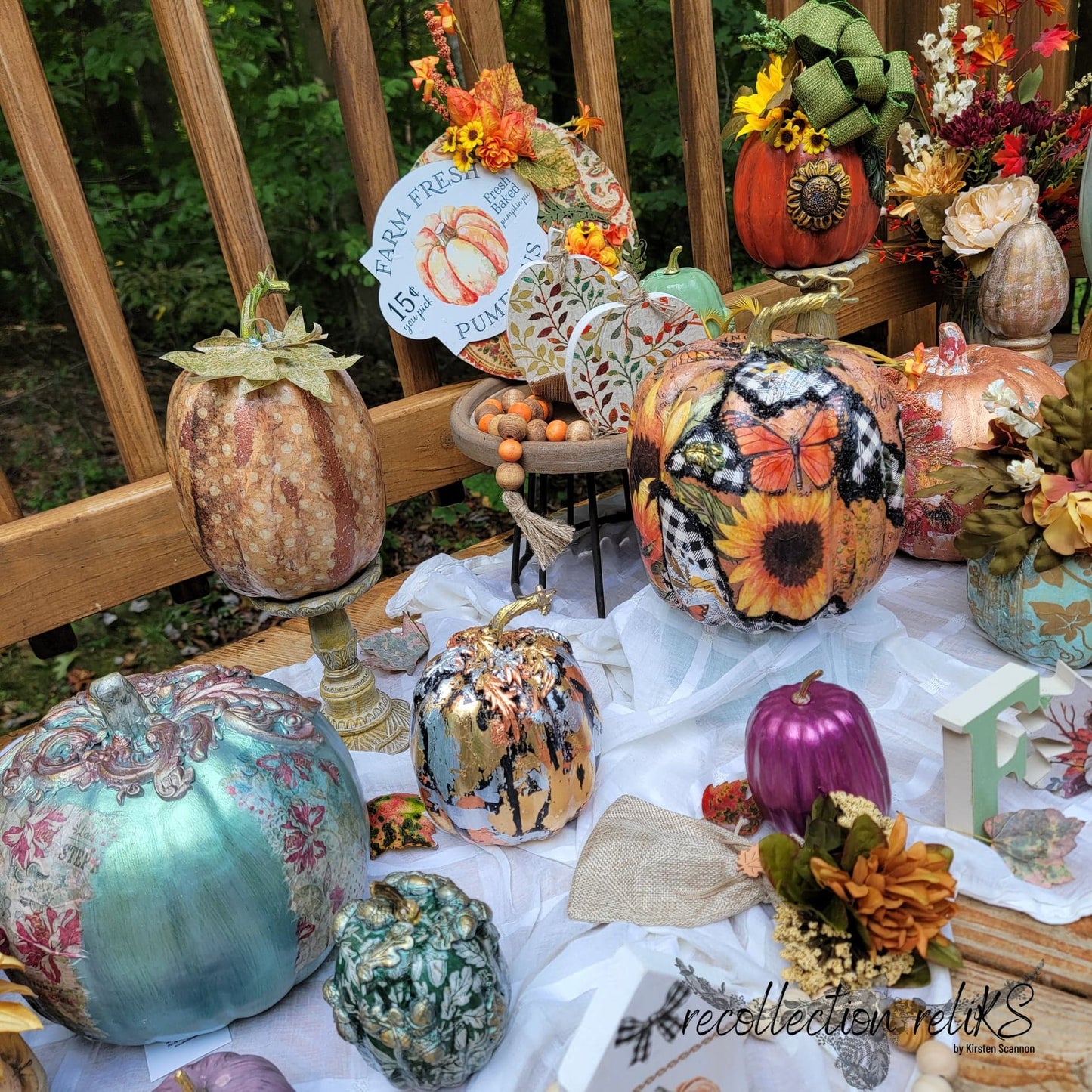 Vintage Style Polka Dots Pumpkin | Custom Painted and Decorated Foam Pumpkin - Table Décor - Home Décor - Autumn - Fall
