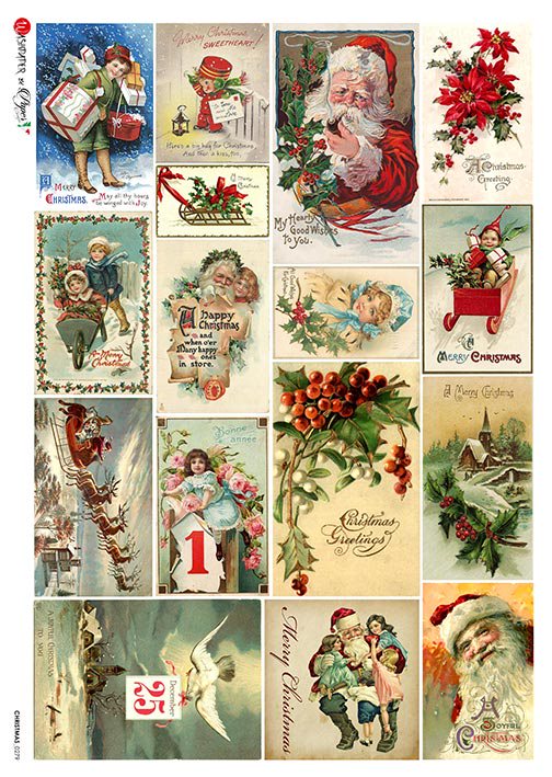 Paper Designs Washipaper A3 Rice Paper for Decoupage Christmas 0279