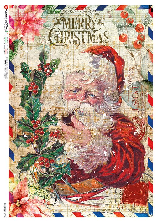 Paper Designs Washipaper Rice Paper for Decoupage Christmas 0334 A4