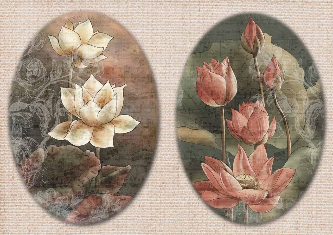 Decoupage Queen Rice Paper Dainty and the Queen Lotus RETIRED A4