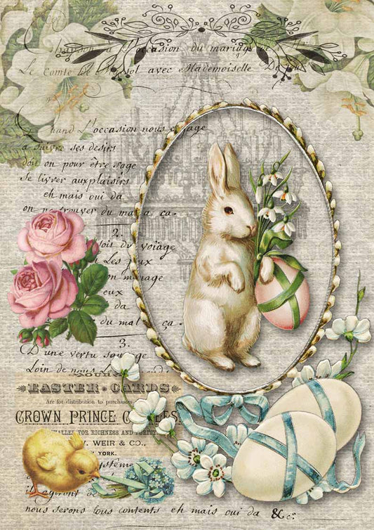 Decoupage Queen Rice Paper Nancy's Spring Bunny Rice Paper A4