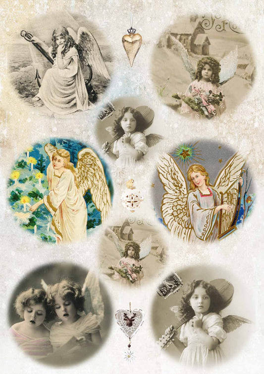 Decoupage Queen A4 Rice Paper Angel Ornaments