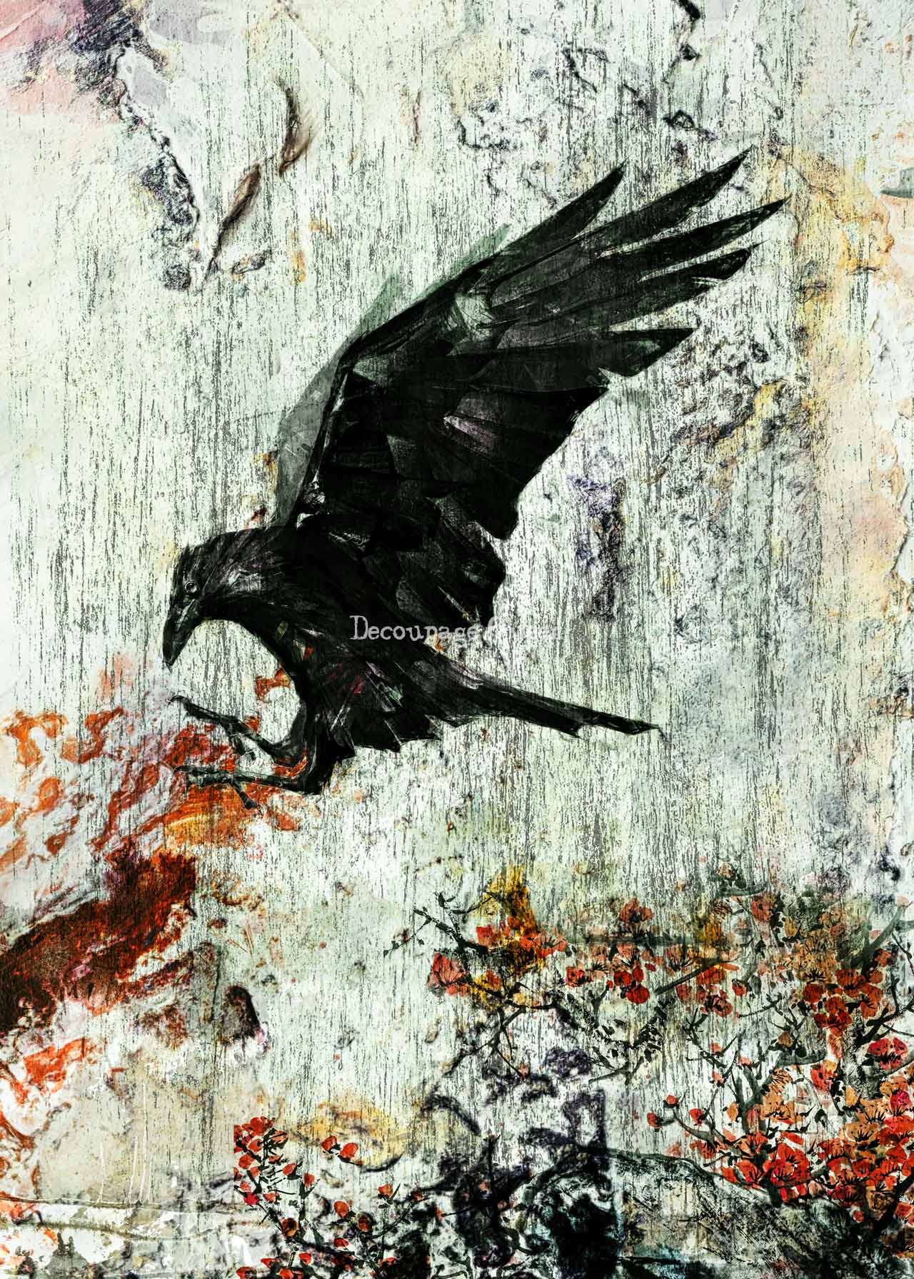 Decoupage Queen Rice Paper Quoth the Raven by Andy Skinner A4