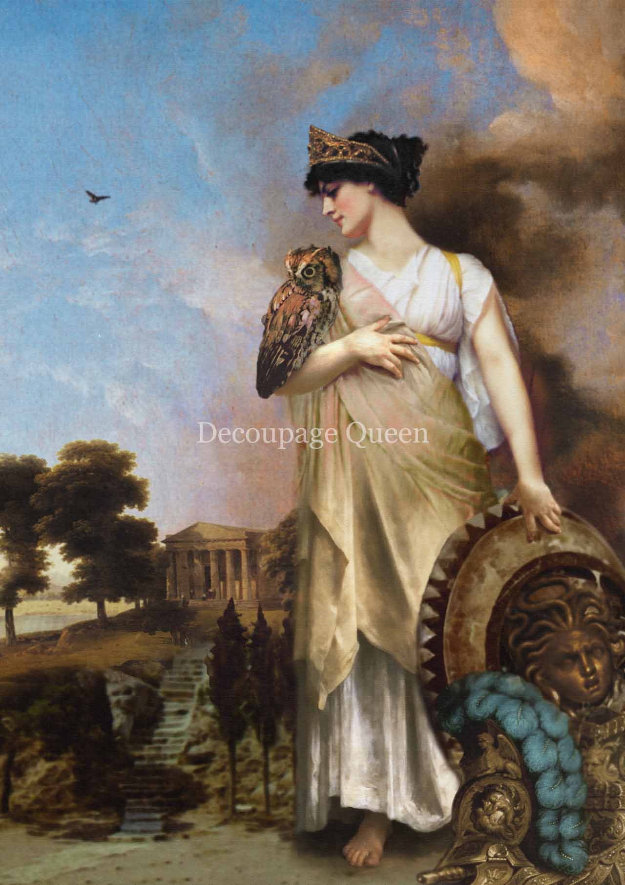 Decoupage Queen Rice Paper Howard D. Johnson Athene Goddess of Wisdom & Justice A3-A4