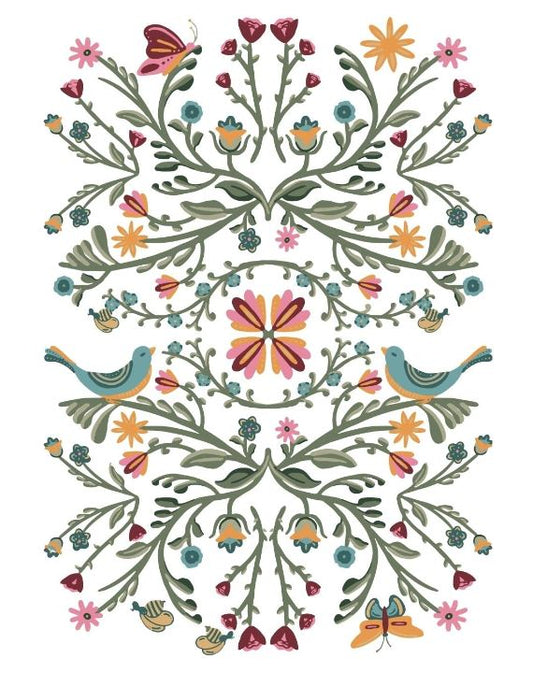 Closeout Sale! Folk Element A1-MINT by Michelle Transfer 23.1" x 33.1"  for DIY Projects, Scrapbooking, Art Journals, Mixed Media, Collage