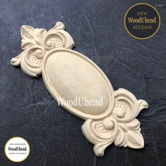 WoodUbend Plaque WUB6007 2.56 × 6.11" - Heat Bendable Mouldings Moldings - Decorative Furniture Applique