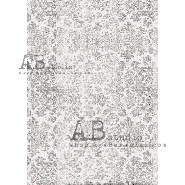 AB Studios A4 Rice Paper for Decoupage Gray and White Lace 0517