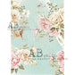 AB Studios A4 Rice Paper for Decoupage Aqua and Pink Roses 0525