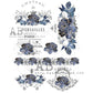 AB Studios A4 Rice Paper for Decoupage Blue Floral Parisian Labels 0671