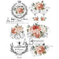 AB Studios A4 Rice Paper for Decoupage Rose Labels 0676
