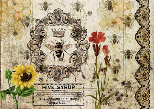 Decoupage Queen Rice Paper Hive Syrup RETIRED A4