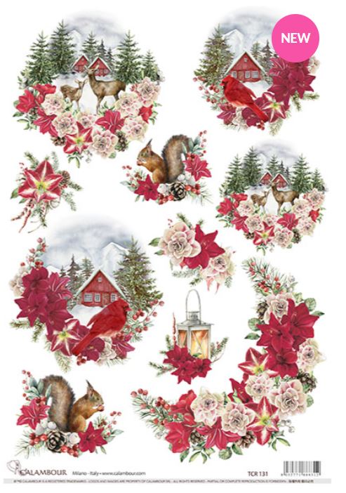 Calambour Christmas Winter Scenes TCR 131 A3 Rice Paper for Decoupage